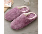 Women's Winter Slipper House Slippers Slip-On Anti-Skid Flower Indoor Casual Warm Shoes - Purple