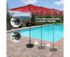 Costway Patio Umbrella Base Outdoor Resin Umbrella Stand Wicker Style Heavy Duty w/Wheels