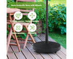 Costway Patio Umbrella Base Outdoor Resin Umbrella Stand Wicker Style Heavy Duty w/Wheels