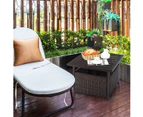 Costway Rattan Side Table Outdoor Wicker Steel Furniture Desk Garden Patio Pool Brown