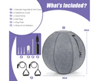 Costway Anti-Burst Yoga Ball Pilates Exercise Gym Ball 65cm Felt Swiss Ball Birthing Balance Fitness w/Pump Grey