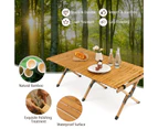 Costway Portable Egg Roll Camping Table Folding Bamboo Picnic Table Camping table Outdoor w/Carry Bag Natural