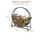 Costway 102cm Firewood Storage Rack Log Hoop Stand Fireplace Wood Holder Lumber Shelter Stand Outdoor