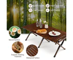 Costway Portable Egg Roll Camping Table Folding Bamboo Picnic Table Camping table Outdoor w/Carry Bag Brown