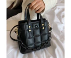 Large Bucket Bags For Women Lattice Soft Pu Leather Handbags Women Casual Shoulder Messenger Bag Fashion Zip Satchels