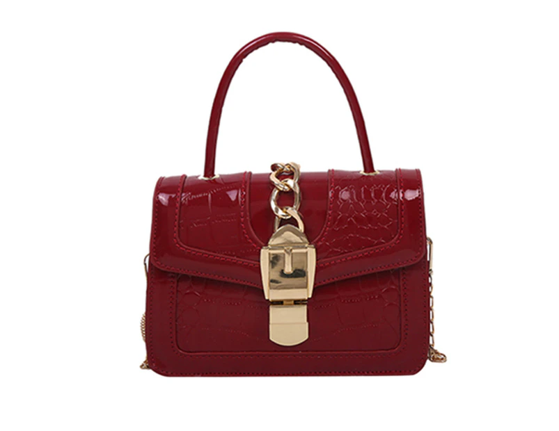 Fashion Alligator Pattern PU Leather Clasp Crossbody Handbags Women Solid Color Hasp Chain Shoulder Messenger Bag