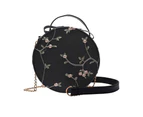 2 Pcs Fashion Women Lace Chain PU Leather Shoulder Messenger Crossbody Bag Ladies Vintage Zipper Round Handbag