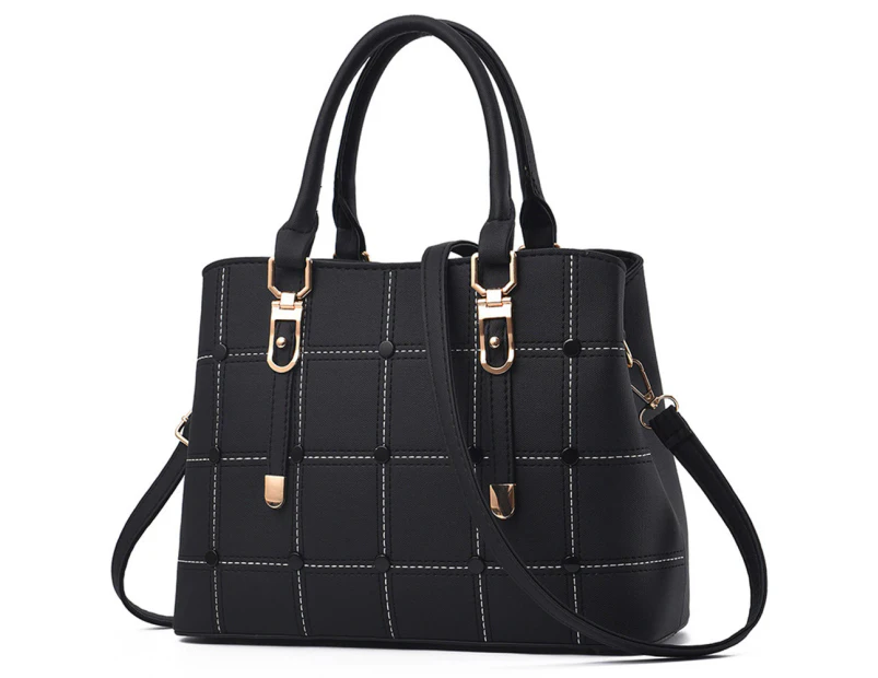 PU Leather Large Capacity Woman Handbags Grid Shoulder Bag Fashion Casual Luxury Designer Crossbody Bag Ladies PurseBag Mama Bag