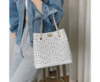 Women's Hollow Out Shoulder Handbags Luxury Pu Leather Bucket Bag Chain Crossbody Messenger Bag Ladies Large Capacity Shopper Bags