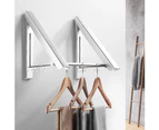 Mbg Folding Wall Mounted Clothes Airer Coat Hanger Adjustable Organizer Drying Rack-Silver - Silver