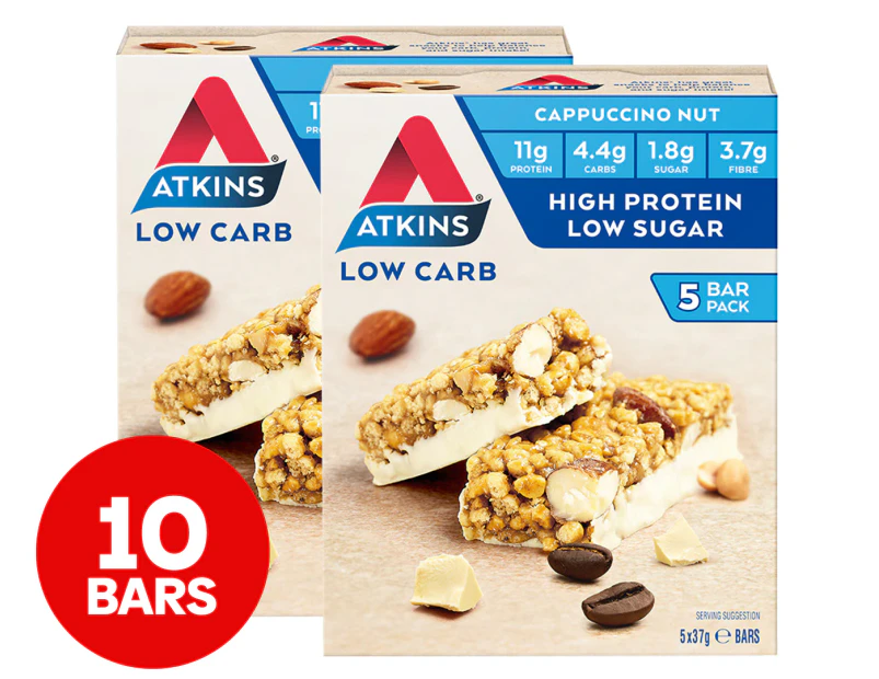 2 x 5pk Atkins Low Carb Bars Cappuccino Nut