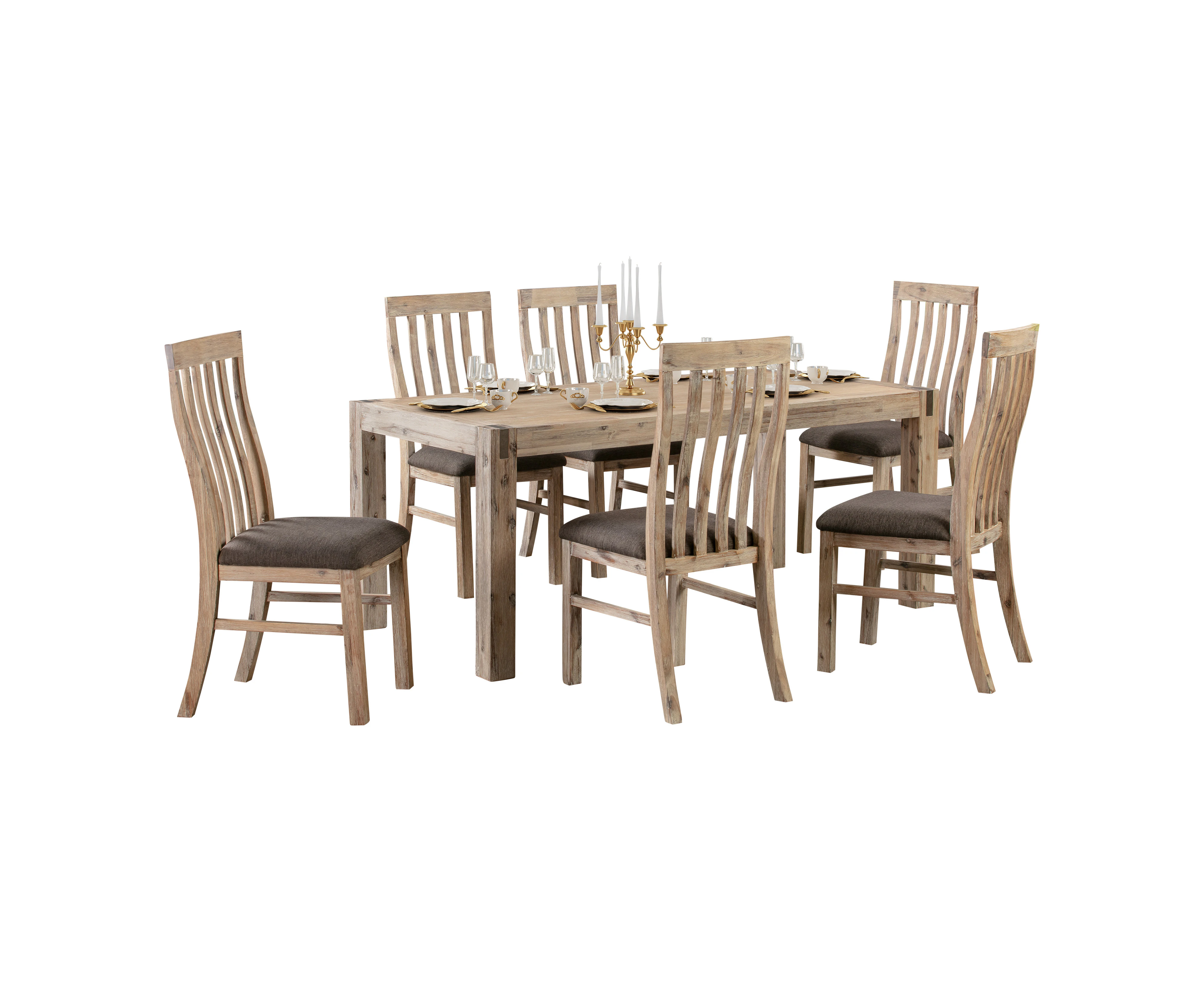 9 Pieces Dining Suite 210cm Large Size Dining Table & 8X Chairs with Solid Acacia Wooden Base in Oak Colour