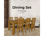 Birdsville 7pc Dining Set 190cm Table 6 PU Seat Chair Solid Mt Ash Wood - Brown