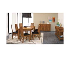 Birdsville 7pc Dining Set 190cm Table 6 PU Seat Chair Solid Mt Ash Wood - Brown