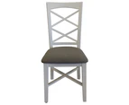 Daisy Dining Chair Set of 2 Solid Acacia Timber Wood Hampton Furniture - White