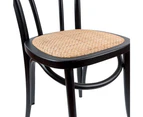 Azalea Arched Back Dining Chair 6 Set Solid Elm Timber Wood Rattan Seat - Black