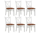 Lupin Dining Chair Set of 6 Crossback Solid Rubber Wood Furniture - White Oak