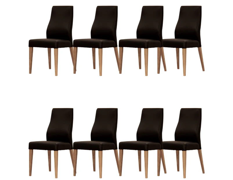 Rosemallow Dining Chair Set of 8 PU Leather Seat Solid Messmate Timber - Black