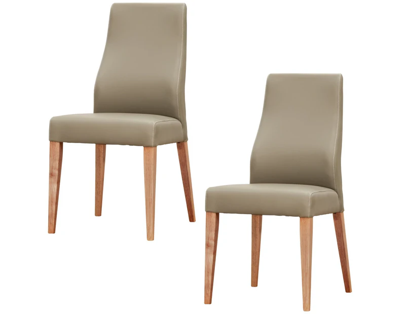 Rosemallow Dining Chair Set of 2 PU Leather Seat Solid Messmate Timber - Silver