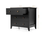 Giantex 3-Drawer Chest w/Double Handles Bedside Table Storage Dresser Cabinet Bedroom Living Room Home Black