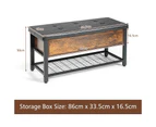 Giantex 3-in-1 Storage Bench w/ PU Leather Seat & Steel Shelf Storage Box Organizer Industrial Bench for Bedroom Hallway