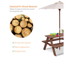 Giantex Kids Picnic Table & Chairs Outdoor Dining Table Set Folding Umbrella 4-Seat Wood Activity Play Table Birthday Gift