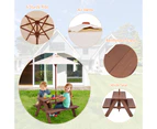 Giantex Kids Picnic Table & Chairs Outdoor Dining Table Set Folding Umbrella 4-Seat Wood Activity Play Table Birthday Gift