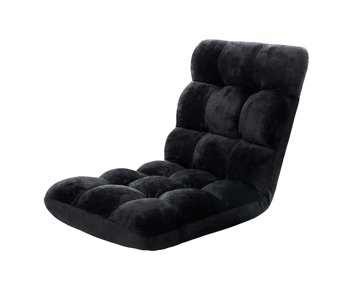 Lounge Sofa Floor Recliner Futon Chaise Folding Couch Black