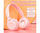 Wireless Headphone High Fidelity Intelligent Noise Reduction Lightweight Bluetooth-compatible5.0 Cute Stereo Gaming Sports Headset for-Blue
