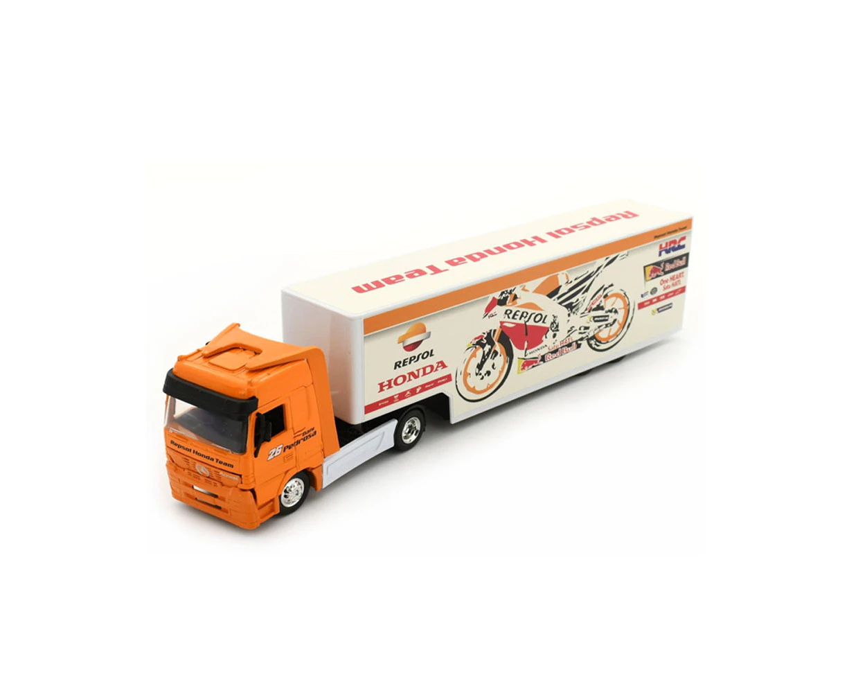 NewRay Licensed 1:43 Scale Mercedes Honda Repsol Team Truck Diecast Model Orange