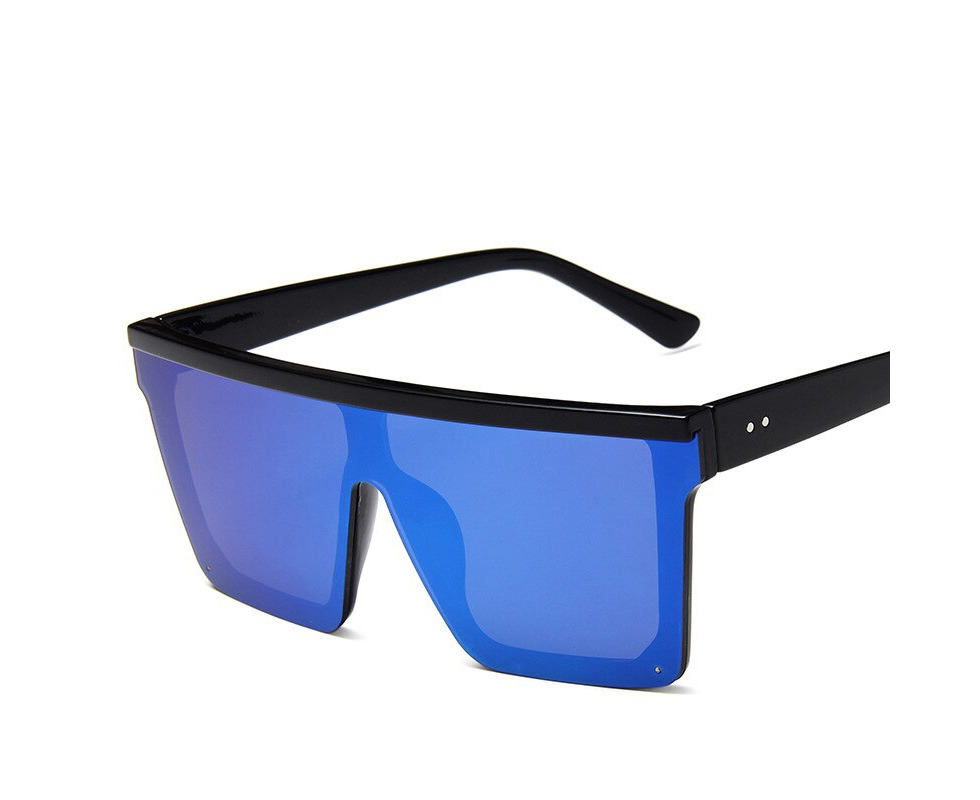 Oversized Sunglasses with V Middle Cut and UV400 - C8 Blue / As the picture