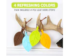 4Pcs Leaf Style Door Stoppers Set - Silicone Rubber Stoppers Colorful Door Stopper Wedge Finger Protector Cute Door Stoppers with Holders