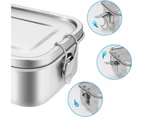 Stainless Steel Lunch Box, Leak Proof Lunch Box, Lunch Box With 3 Dividers, Plastic Free Lunch Box, Bento Box For Adults，1.4L-20Cm