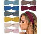 Boho Stretchy Hair Bands for Girls Criss Cross Turban Plain Headwrap Yoga Workout Vintage Hair Accessories - Camel