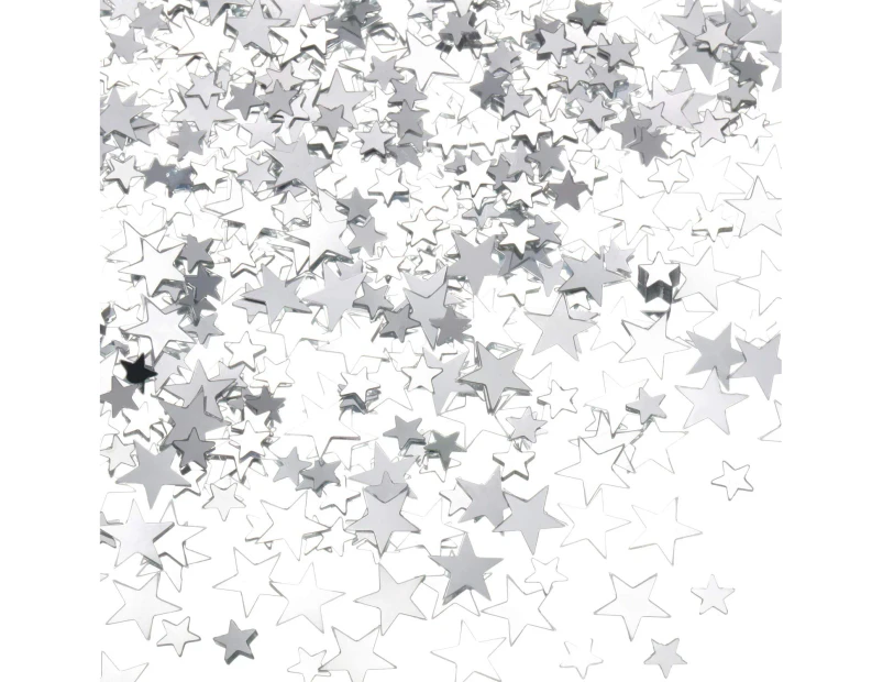60 g Star Confetti Glitter Star Table Confetti Metallic Foil Stars for Party Wedding Festival Decorations (Silver Set, 10mm and 6mm)