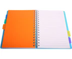 5 Subject Notebook, A5 Notebooks, Wide Ruled, Lab Professional Notepad, Colored Dividers with Tabs - blue