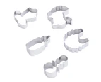 5pcs/Set Stainless Steel Cookie Cutters Lovely Baby Shower Biscuit Cutter DIY Chocolate Cake Mold for Kitchen Cafe Dessert Shop
