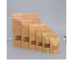 50pcs Transparent Window Kraft Paper Gift Bags Portable Self-adhesive Sweet Storage Pouch for Party Supplies (16x22cm)