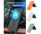 Dandelion Magnetic Anti-slip Mobile Phone Holder 15W Car Wireless Charger for Iphone-White