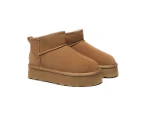 Australian Shepherd Ugg Mini Platform Boots Thick Bottom Ronnie - Chestnut