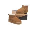 Australian Shepherd Ugg Mini Platform Boots Thick Bottom Ronnie - Chestnut