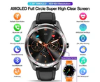 454*454 1.39 AMOLED Screen Smart Watch Men Always Display The Time Bluetooth Call Local Music Weather Forecast Health Smartwatch - black leather