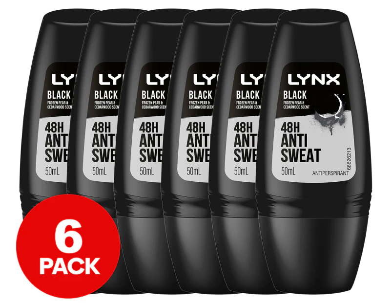 6 x Lynx Black 48H Fresh Protection Roll-On Antiperspirant 50mL