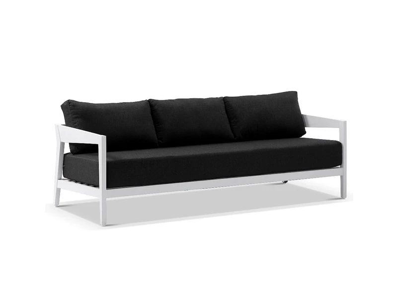 Outdoor Bronte 3 Seater Outdoor Aluminium Lounge - Outdoor Lounges - White Aluminium with Denim Grey Cushions