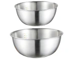 2pcs Stainless Steel Mixing Bowl With Scale Deep Mixing Egg Bowls