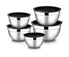 5 Pcs Mixing Bowl,stainless Steel Stackable Salad Bowl With Airtight