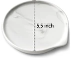 Large Spoon Rest,Ceramic Spoon Rest for Kitchen Counter Dishwasher Safe Marble Decor Spoon Holder for Kitchen,14cm White