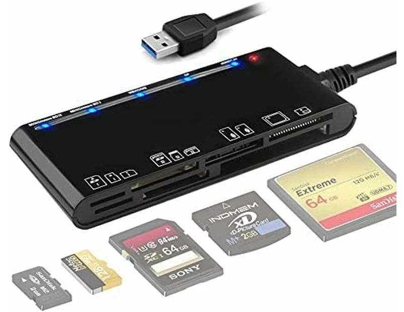 Card Reader USB 3.0, 7 In 1 Memory Card Reader