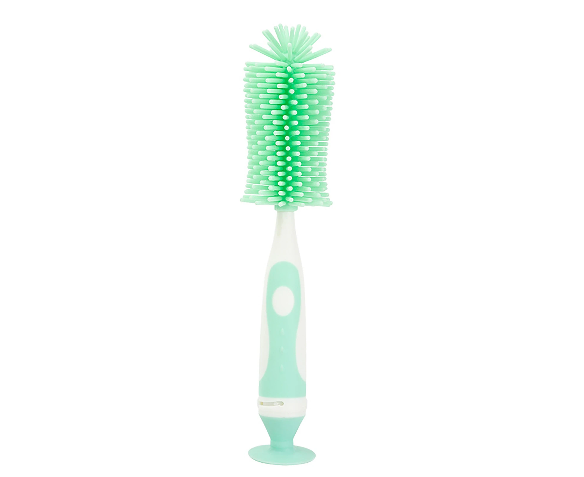 SunnyHouse Baby Bottle Brush Long Handle 360 Degree Rotation Silicone Infant Milk Bottle Brush Cleaner for Home-Green