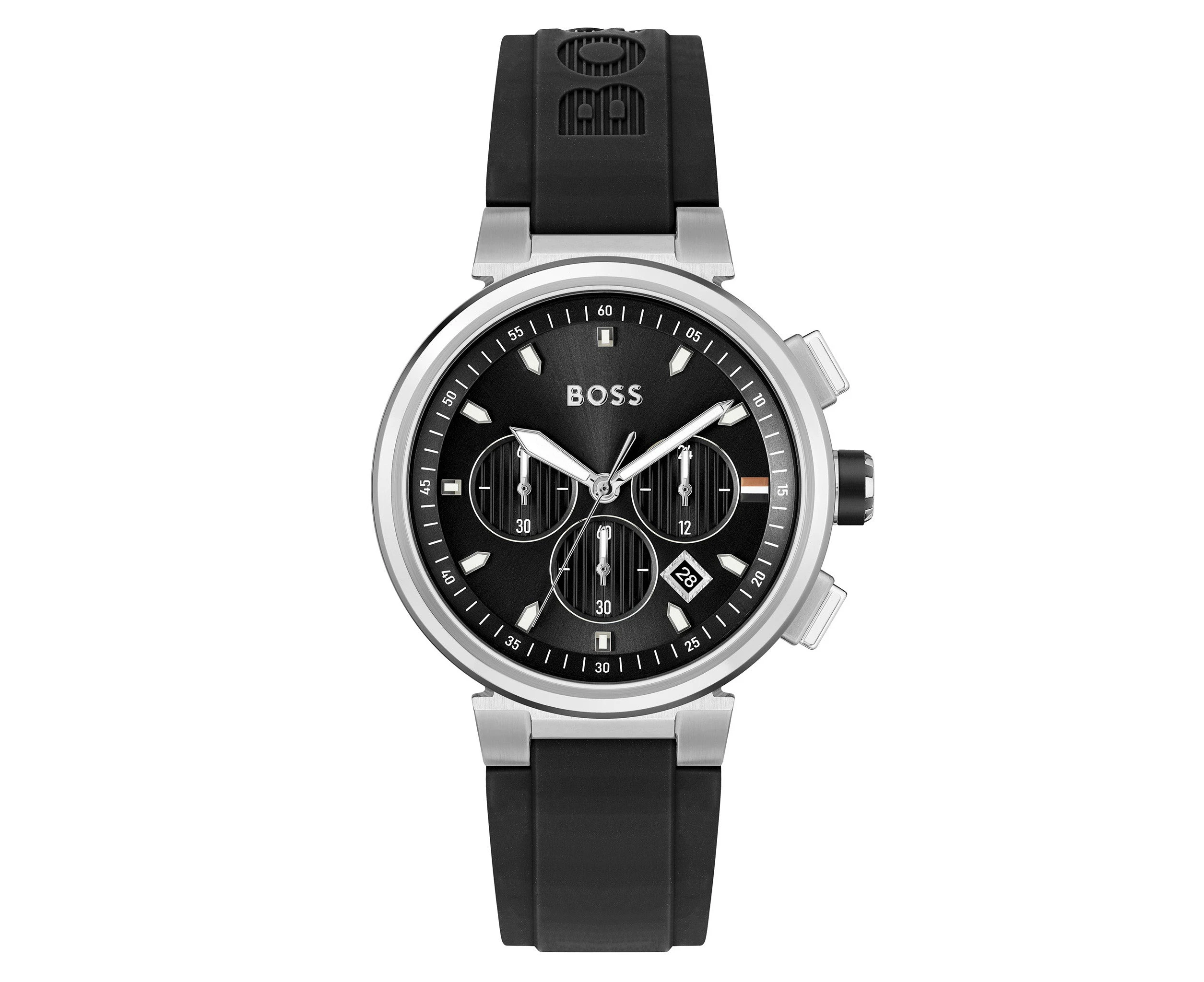 Hugo Boss Men's 44mm One Silicone Watch - Black/Silver